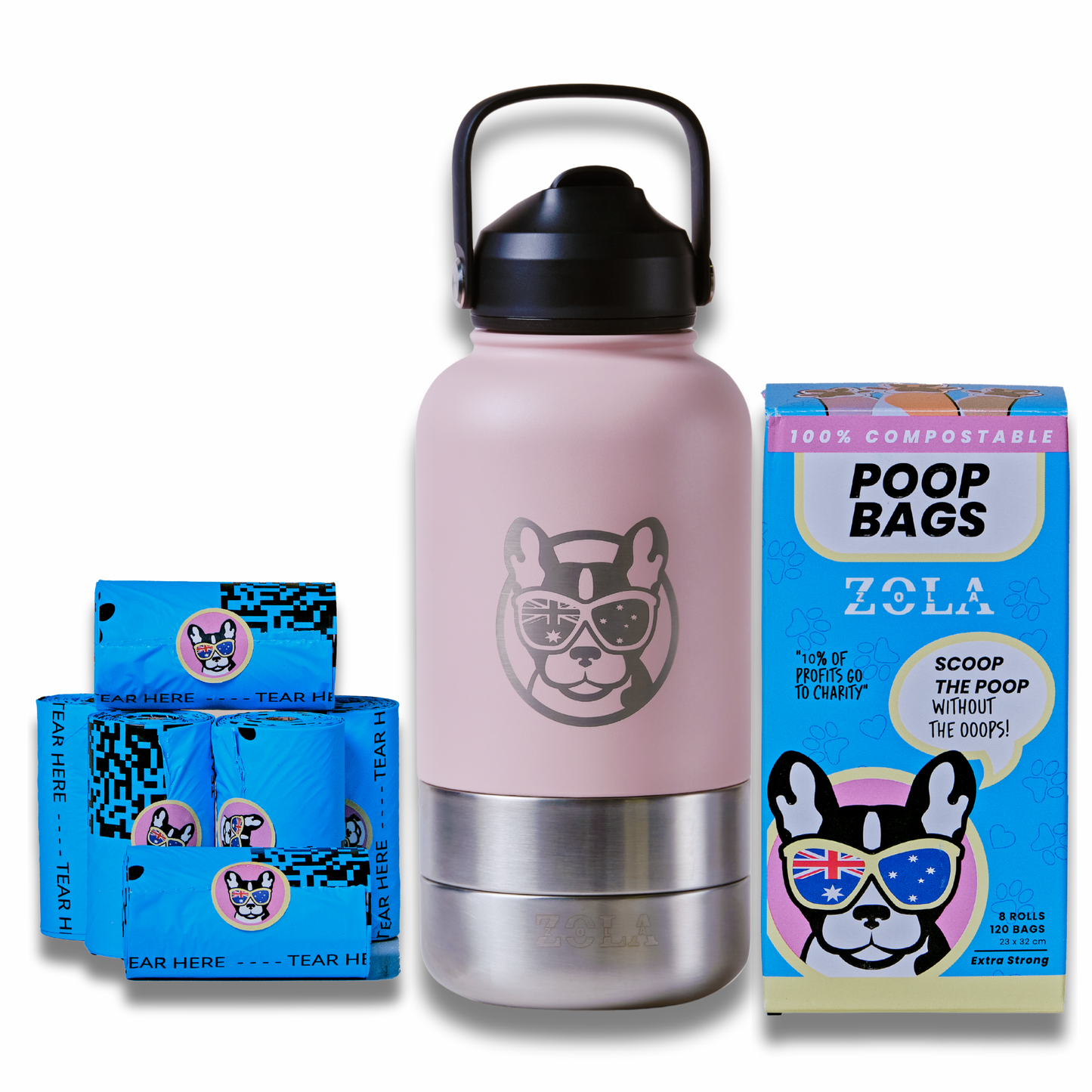 Dog Water Bottle + Poop Bag Bundle
