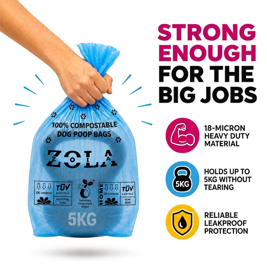 Zola Zola flat top compostable dog poo bags strength test - holds over 5kg