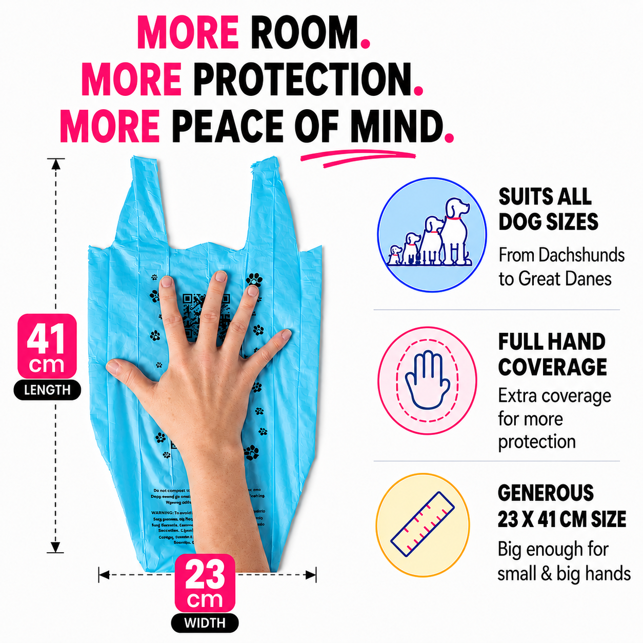 Zola Zola tie handle dog poo bags sized with extra room, suitable for all dog sizes