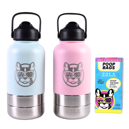 Dog Water Bottle + Poop Bag Bundle